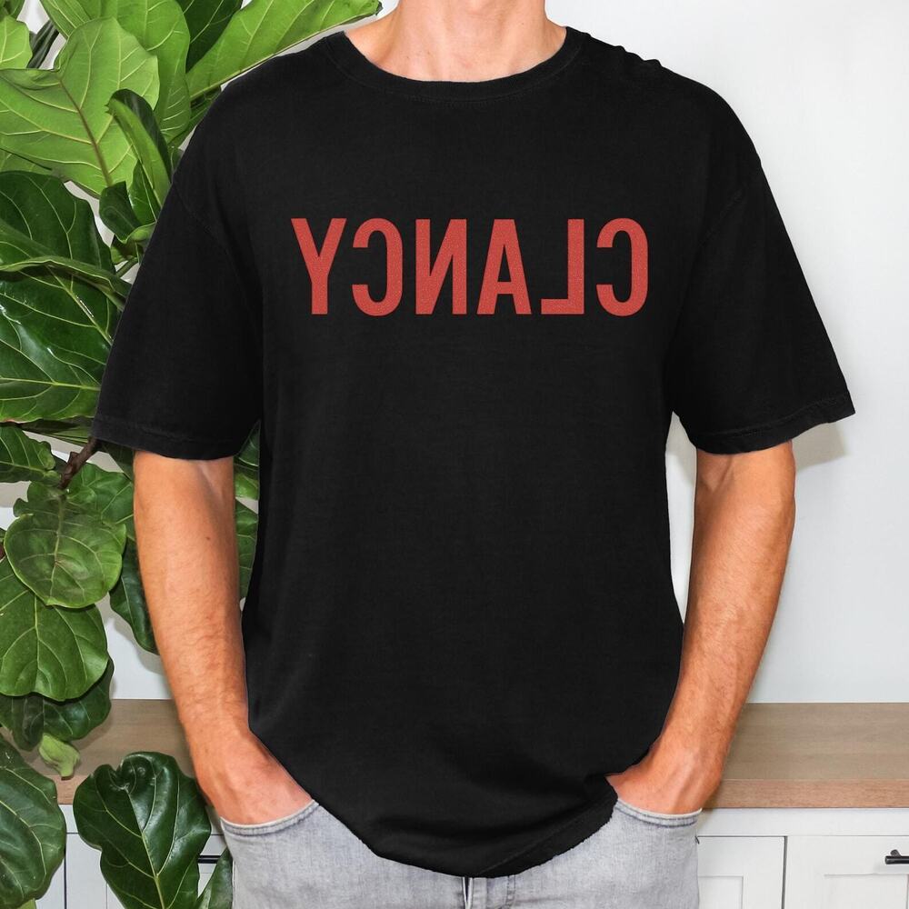 Clancy Reverse Text, Minimalist Streetwear Black Shirt